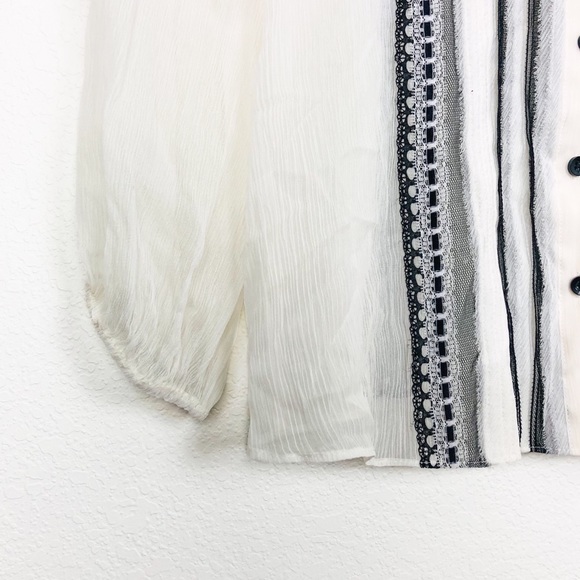 Alice + Olivia Sheer Silk Lace Button Up Blouse - Picture 4 of 10